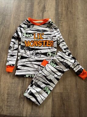 Lil' Monster Kids Pajama Set - White, Black & Orange